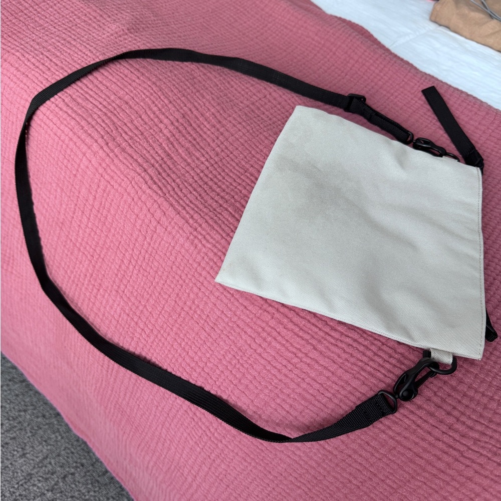 Muji Cream and Black Crossbody Sacoche mini bag EDC removable strap